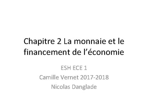 Chapitre 2 La Monnaie Et Le Financement De