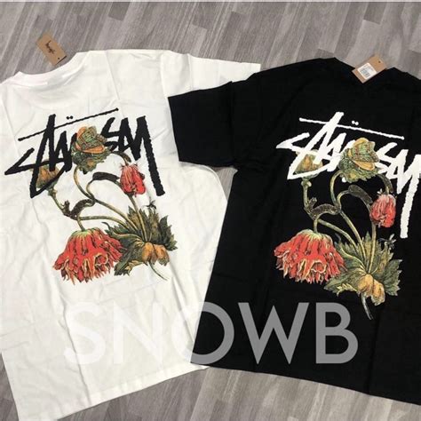 Áo Thun Unisex Tee Stussy Withered Flower vải Cotton 100 Hàng Chuẩn