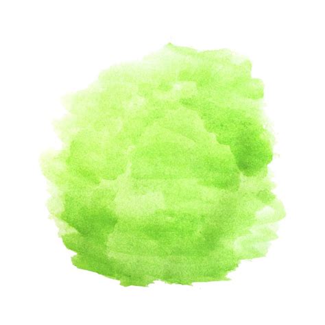 Round Stain Of Watercolor Paint Green Color Isolated On White