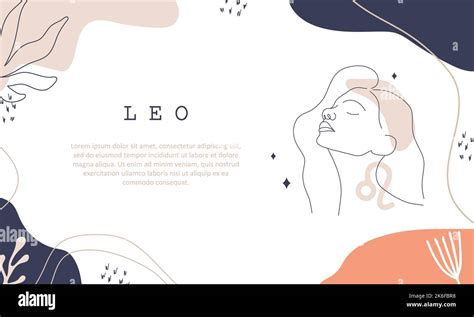 Leo Zodiac Sign One Line Drawing Astrological Icon With Abstract