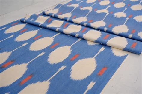 Blue Polka Dot Cotton Fabric, Cotton Ikat Fabric, Cotton Upholstery ...