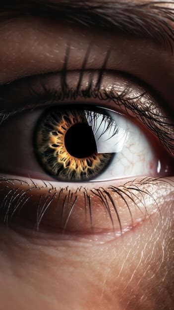 Primer Plano Del Ojo Humano Con Pesta As Color Dorado Del Iris Y Pupila