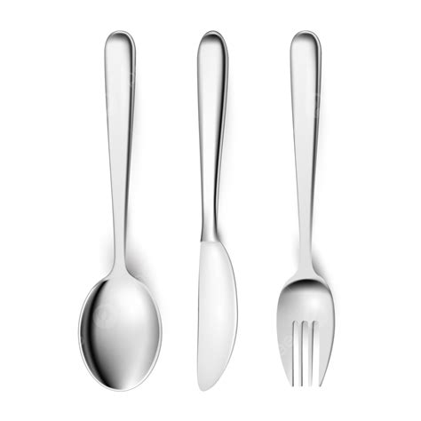 Fork Knife Spoon Vector Art Png 3d Silverware Set Spoon Fork And Knife