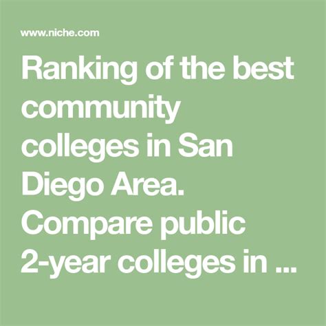 Ranking of the best community colleges in San Diego Area. Compare ...