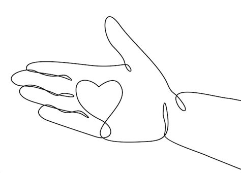 Premium Vector One Continuous Line Drawing Of Hand Holding Heartvector Illustration