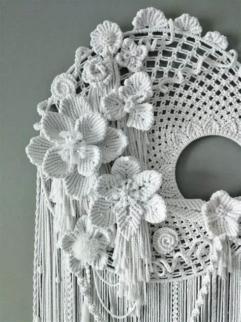 Extra Large Macrame Wall Hanging With Flowers Macrame Flower Wall