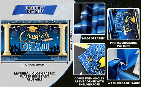 Katchon Xtralarge Blue Congrats Grad Banner 72x44 Inch