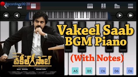 Vakeel Saab Bgm Piano With Notes Pawan Kalyan Walk Band Youtube