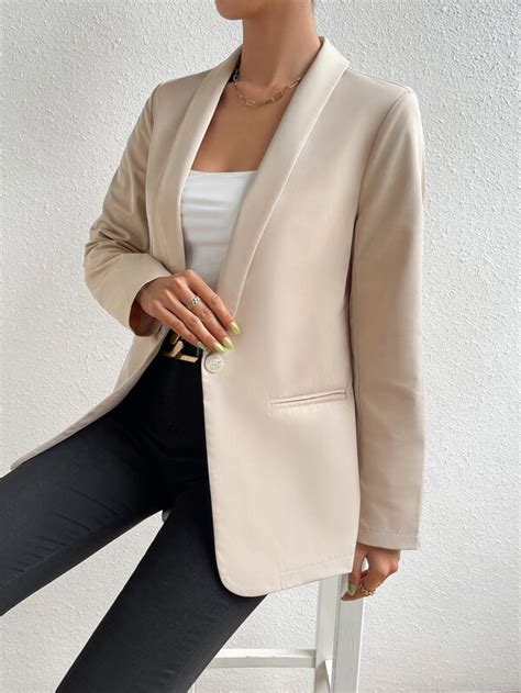 SHEIN Privé Shawl Collar Single Button Blazer SHEIN USA