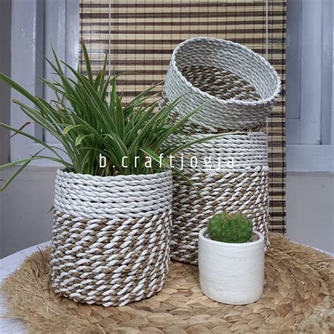 Jual Keranjang Anyaman Vas Bunga Cover Pot Seagrass In Shopee