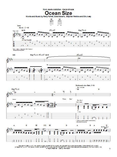 Ocean Size By Jane S Addiction Guitar Tab Guitar Instructor