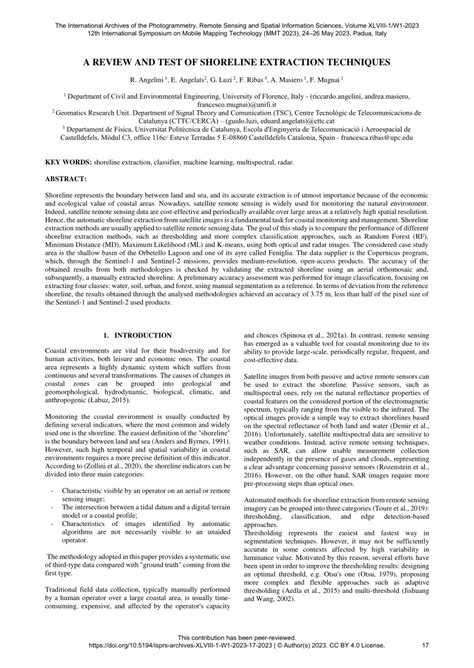 (PDF) A REVIEW AND TEST OF SHORELINE EXTRACTION TECHNIQUES