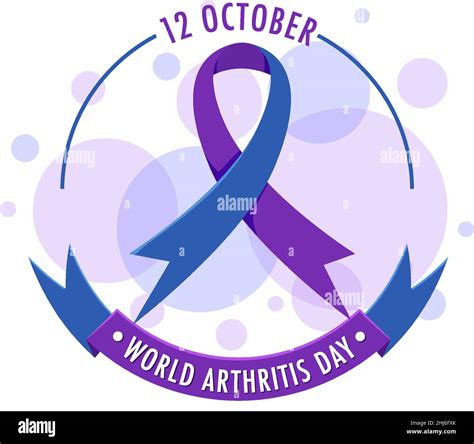 World Arthritis Day Banner With Purple Ribbon Illustration Stock Vector