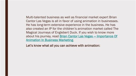 PPT Brian Cantor Las Vegas Top Reasons Why Animation Is Important