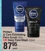 Nivea Men Protect Care Exfoliating Face Scrub Ml Or Deep Face Wash