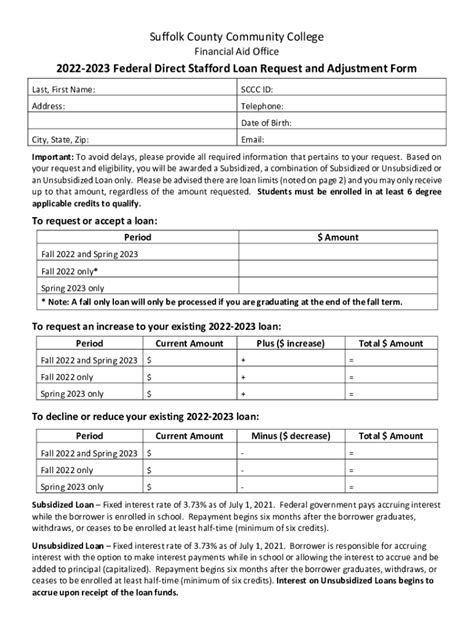 Fillable Online Federal Direct Loan Request And Adjustment Form