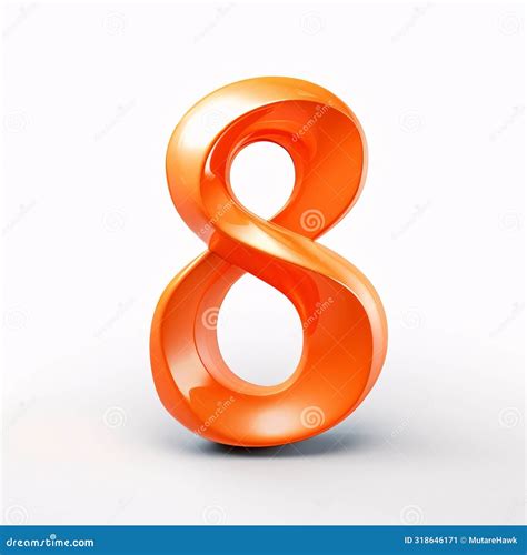 Orange Number 8 Isolated On White Background 3d Render Illustration