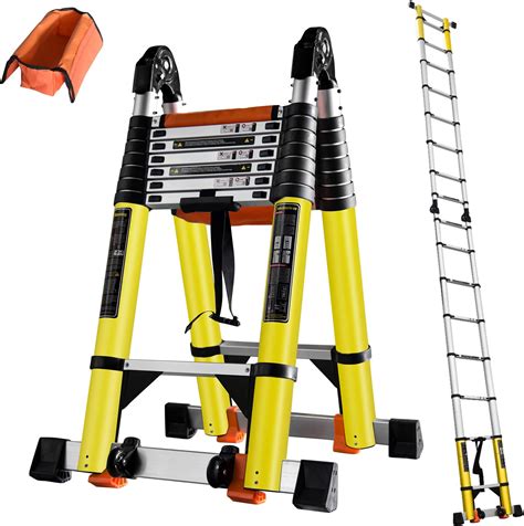 Folding Ladder Ft M Telescoping Ladder A Frame Aluminum Extension