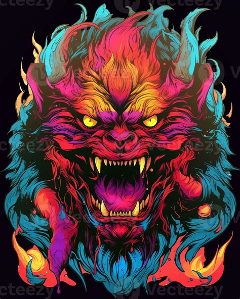 AI generated Bright psychedelic monster poster. Horror poster mystical ...