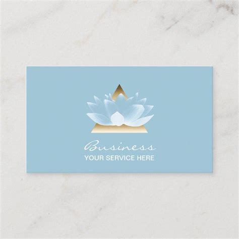 Elegant Gold Triangle Blue Lotus Flower Massage Therapy Business Cards