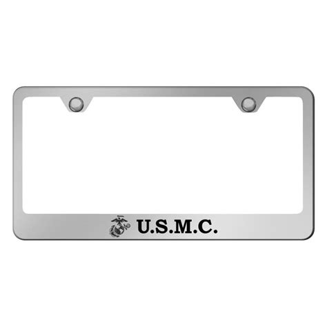 Autogold® Lf Usmc Ec Chrome License Plate Frame With Laser Etched U S