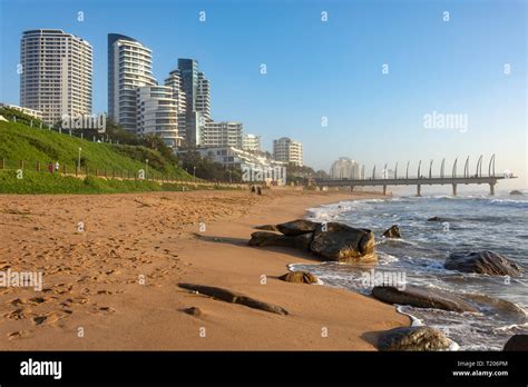 Beach promenade and Whalebone Pier at sunrise , Umhlanga Rocks, Umhlanga, KwaZulu-Natal, South ...