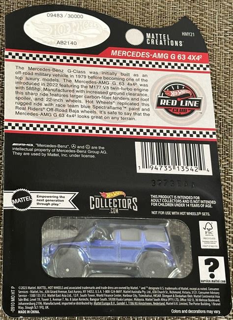 2024 Hot Wheels RLC Mercedes AMG G 63 4x4 09483 30000 Free Shipping