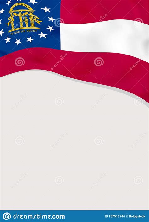 Leaflet Design With Flag Of Georgia Us Vector Template Stock Vector