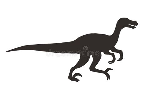 Vector Black Velociraptor Dinosaur Silhouette Stock Illustration