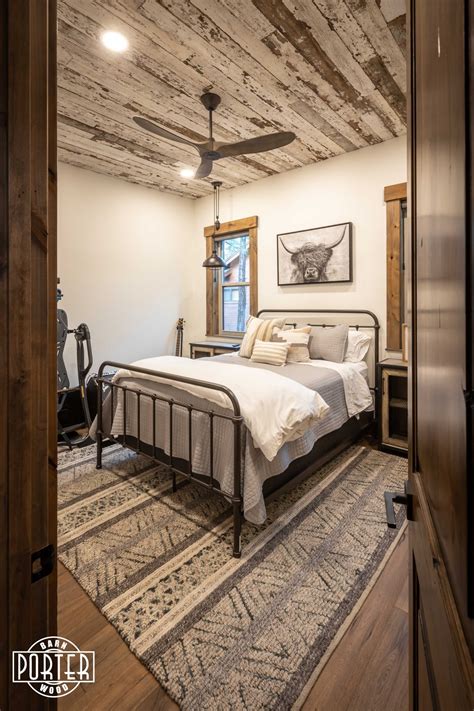 Speckled White Bedroom Ceiling | Porter Barn Wood