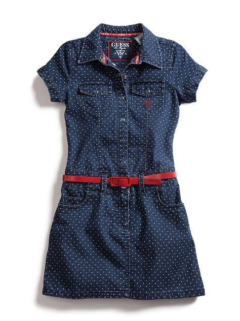 fogsforshopper: GUESS Kids Girls Pindot Denim Dress with Red Belt