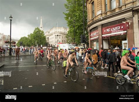 London UK Th June Riders In The World Naked Bike Ride London Pass Through Trafalgar