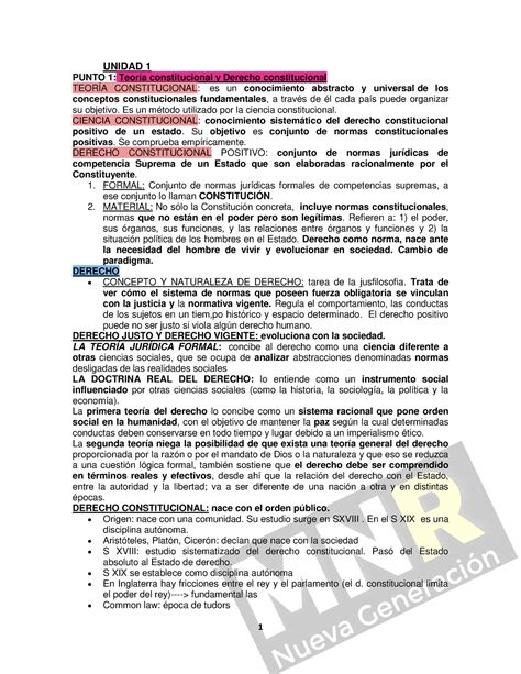 Resumen Forno Consti 1 Unidad 1 Punto 1 Teoría Constitucional Y Derecho Constitucional TeorÍa