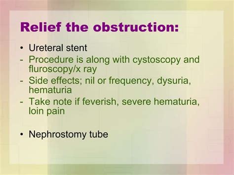 management of upper urinary obstruction | PPT