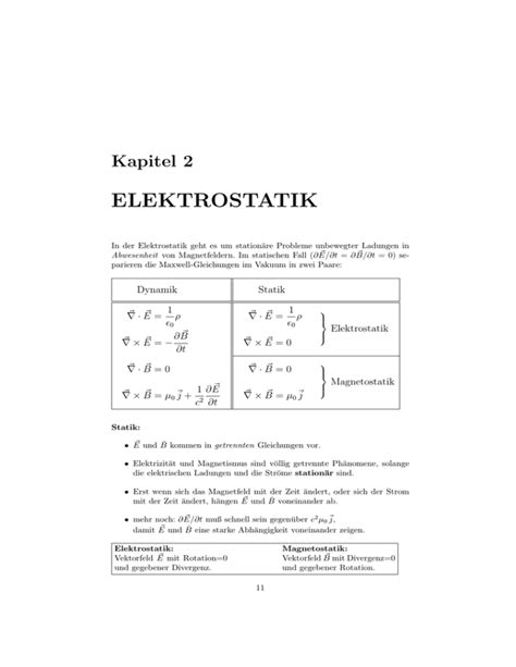 Elektrostatik Fakult At F Ur Physik