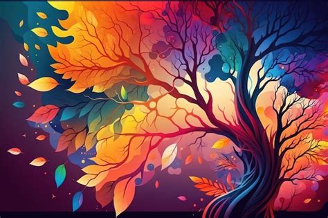 Premium Photo | A colorful tree with leaves in autumn background wallpaper