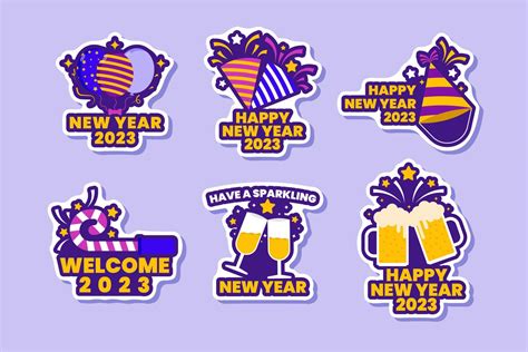 New Year 2023 Stickers Set 14151763 Vector Art at Vecteezy