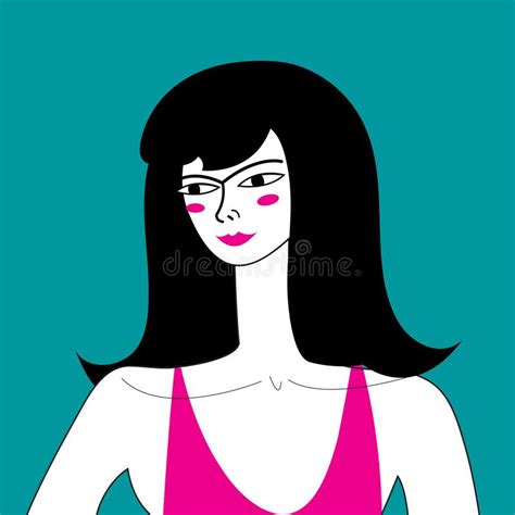 Illustration Vector Portrait Of A Beautiful Girl Stock Vector