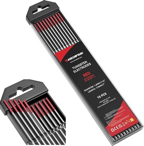 ARCCAPTAIN Tungsten TIG Welding Tungsten Electrodes 10 Pack Red 1