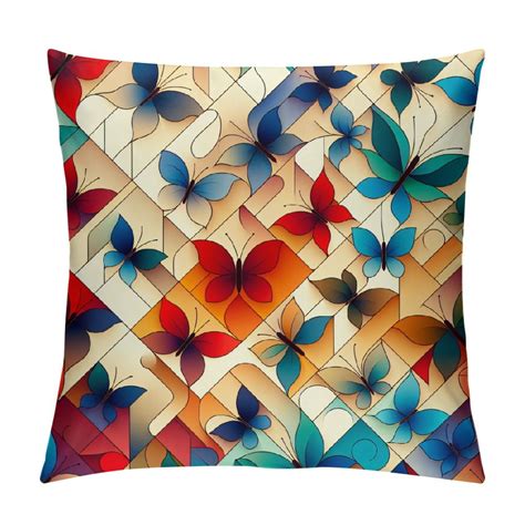 Ulloord Throw Pillow Covers Ethnic Triangle Watercolor With Boho