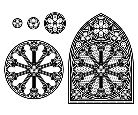 Medieval Gothic stained glass cathedral window set 26295721 Vector Art ...