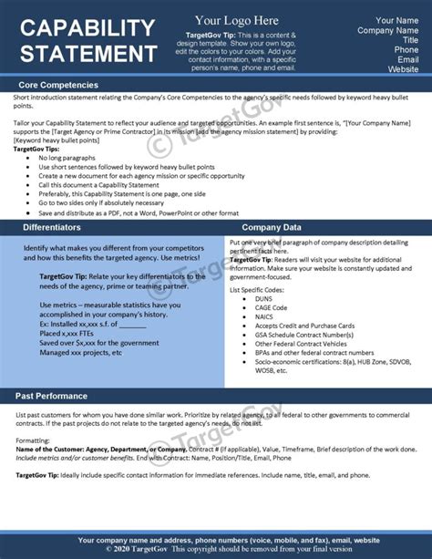 Capability Statements Template Prntbl Concejomunicipaldechinu Gov Co