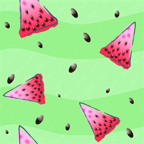 Premium Vector | Watermelon slices in a green background