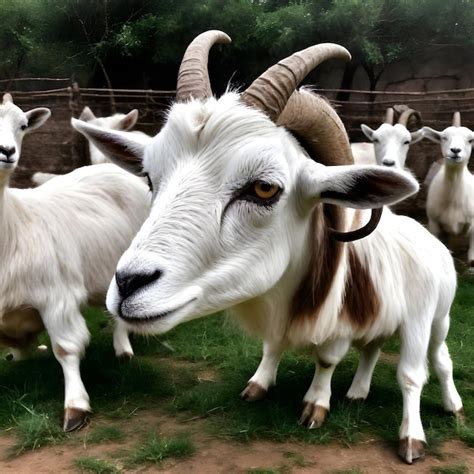 Premium Photo A Goat With Horns Has Horns On Its Head