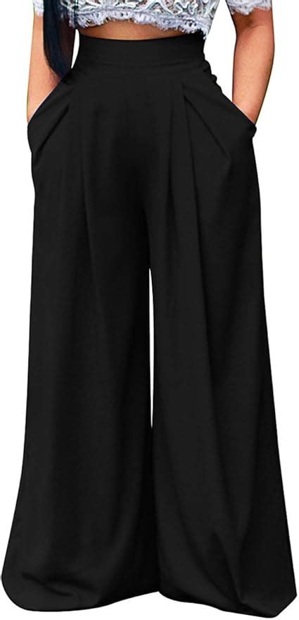 Ytwysj Women Casual High Waist Side Ruffle Wide Leg Trousers Summer Long Palazzo Pants With