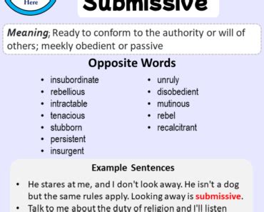 Antonym Of Submissive Archives English Study Here