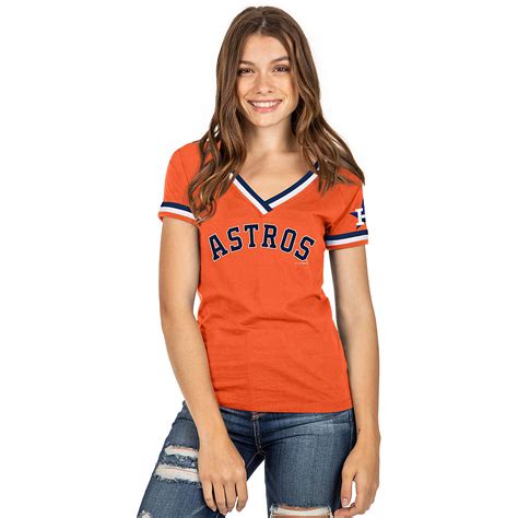 New Era Womens Houston Astros Baby Jersey Raglan V Neck T Shirt Academy