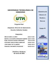 PROYECTO FINAL DIRECCION DE OPERACIONES Convertido Pdf UNIVERSIDAD