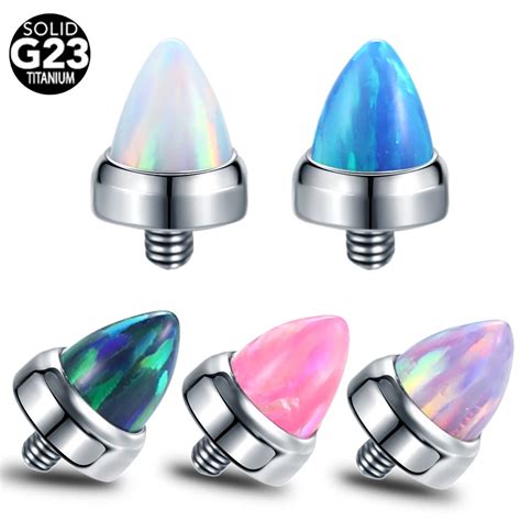 1Pc G23 Titanium Opal Dermal Anchor Top Internal Thread Ends For Nose