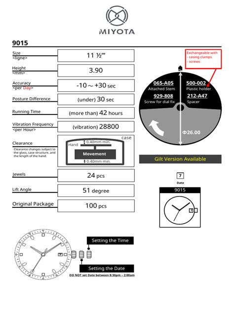 Miyota 9015 | PDF | Clock | Equipment